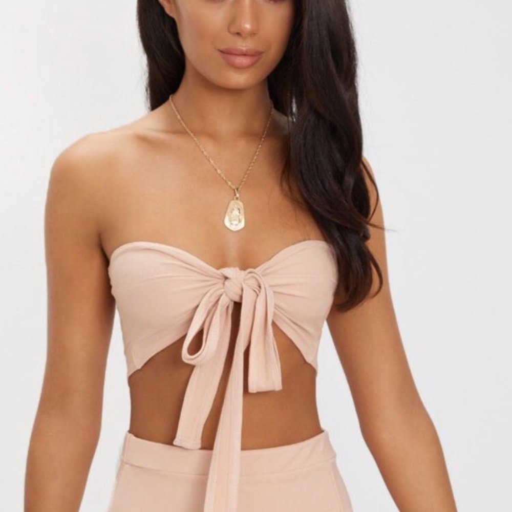 Nude Tie Front Top